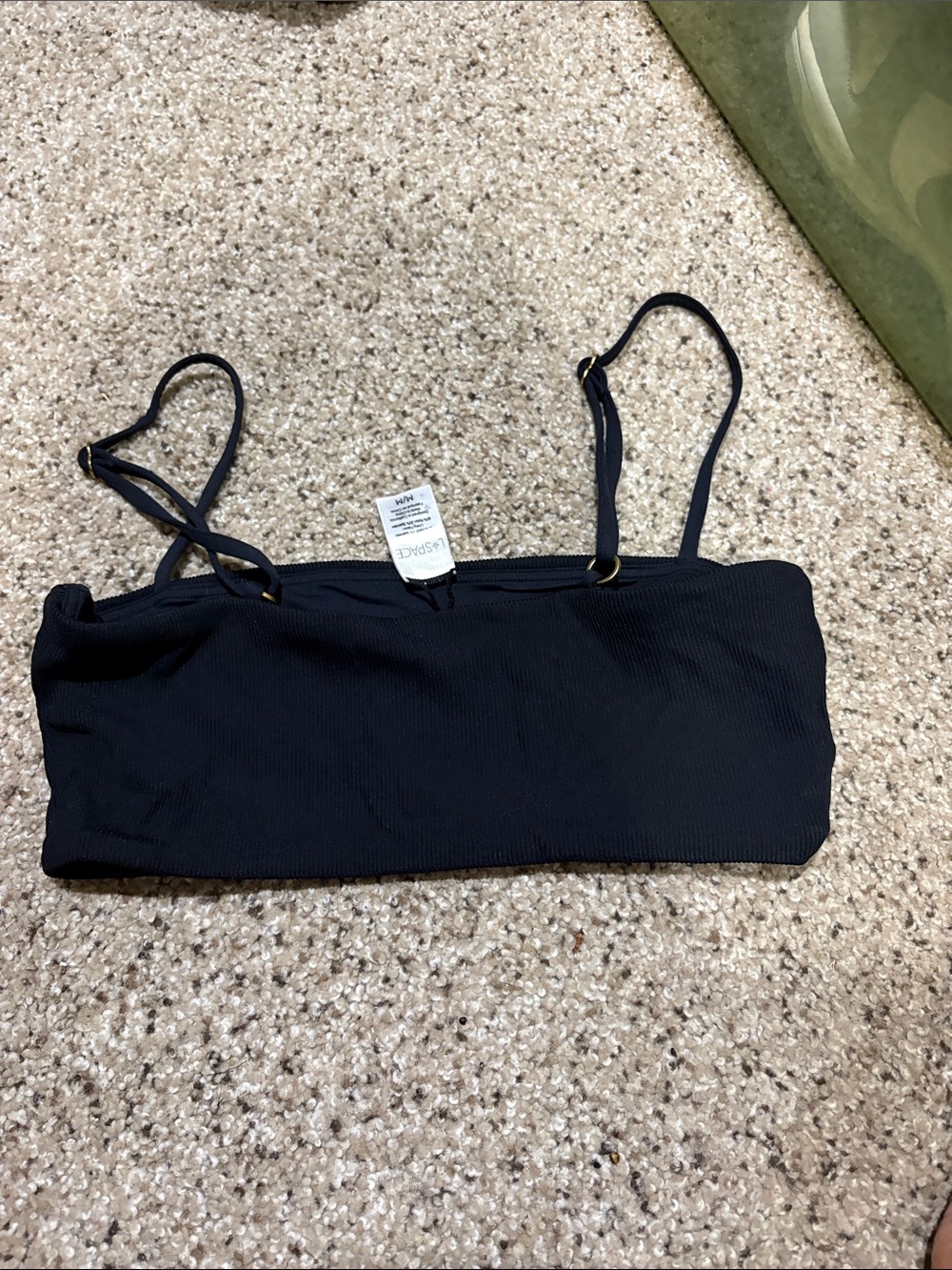 l*space Black Ribbed Bandeau bikini top